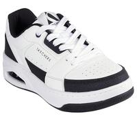 Skechers Femme Uno Court Courted Style Basket, White Leather/Duraleather Black Trim, 37 EU
