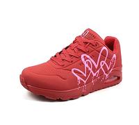 Skechers Femme Uno Dripping In Love Basket, Rouge avec Maille Rouge Duraleather Imprimée Rose, 38 EU