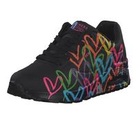 Skechers Femme Uno Highlight Love Basket, Duraleather Bla Noir et Imprimé C Urs Multiples, 38 EU