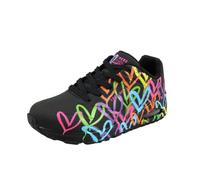 Skechers – Baskets Uno Highlight Love – Duraleather Bla Noir et Imprimé C Urs Multiples – 42 EU