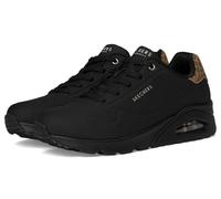 Skechers Femme Uno Jungle Nite Basket, Black Durabuck/Leopard Printed Suede/Mesh T, 39 EU