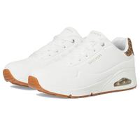 Skechers Femme Uno Jungle Nite Basket, White Durabuck/Leopard Printed Suede/Mesh Tri, 37.5 EU