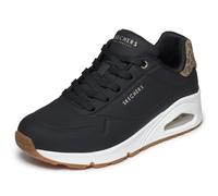 Skechers Baskets Femme Uno Jungle Nite, Noir Durabuck Suède imprimé léopard Mesh TR, 42 EU