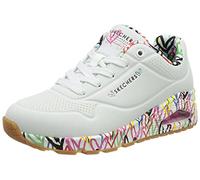 Skechers Femme UNO-Loving Love Basket, White Durabuck/Multi Colored Mesh Trim, 36 EU