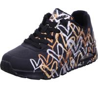 Skechers Femme Uno Metallic Love Trainers, Black and Multi Metallic Heart Print Durabuck, 38 EU