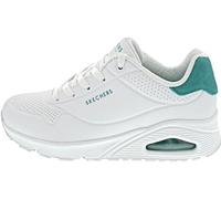 Skechers Femme Uno Pop Back Basket, Bordure en Daim Durabuck Blanc Menthe, 40 EU