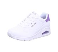 Skechers Femme Uno Pop Back Basket, White Durabuck Purple Suede Trim, 39 EU