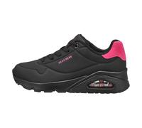 Skechers Femme Uno Pop Back Chaussures, Black Durabuck/Hot Pink Suede Trim, 36.5 EU