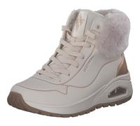 Skechers Femme Uno Rugged Fall Shimmer Bottine, Natural Durabuck/Gold Metallic/Faux Fur, 41 EU