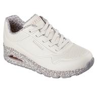 Skechers Femme Uno-Safari Time Basket, Blanc/léopard, 40 EU