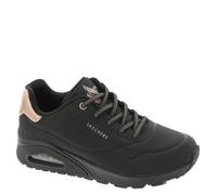 Skechers Femme Uno Shimmer Away Trainers, Black Durabuck, Rose Gold Duraleather/Mesh Tr, 35.5 EU