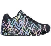 Skechers Femme Uno Spread The Love Basket, Black Purple Turquoise Durabuck/Black Mesh, 40 EU