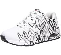 Skechers Femme Uno Spread The Love Basket, Blanc W Noir et Gris imprimé cœur Durabuck, 40.5 EU