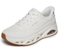 Skechers Femme Uno Step Glide on Air Basket, White Durabuck/Rose Gold Trim, 36.5 EU