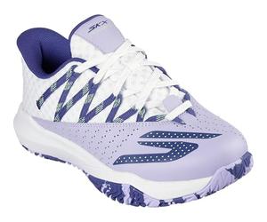 Skechers Femme Viper Court Rally Basket, White Leather/Purple Mesh, 39.5 EU