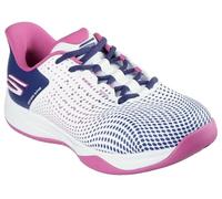 Skechers Femme Viper Court Reload Basket, White Synthetic/Navy Textile/Pink Trim, 41 EU