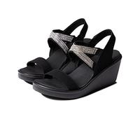 Skechers Femme Wedge Sandales Bride arrière, Noir (Black Mitobuck/Metal/Clear Rhinestone Blk), 37 EU