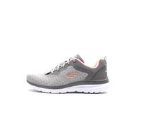 Skechers Femme Zapatillas Deportivas Mujer Bountiful Gris Chaussure de Piste d'athlétisme, Gray Engineered Mesh/Duraleather/Coral TR, 41 EU