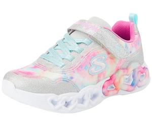 Skechers Fille Infinite Heart Lights Color Lovin, Silver Sparkle Mesh Multi Trim, 34 EU