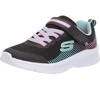 Skechers Fille Microspec Baskets, Maille Noire Noire Turquoise Rose Fluo, 34 EU