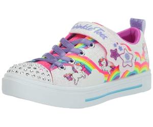 Skechers Fille Twinkle Sparks Jumpin' Clouds Sneakers, White Synthetic Multi Trim, 30 EU