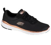 Skechers Baskets Femme Flex Appeal 3.0 First Insight maille noire, bordure or rose Taille 38 EU