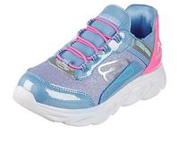 Skechers Flex Glide, Basket Fille, Bordure Textile Bleu et Rose, 32 EU