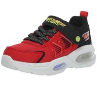 Skechers Garçon Baskets, Textile synthétique Rouge Bordure Noire Jaune, 27 EU