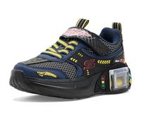 Skechers Garçon Garage Baskets, Black & Navy Synthetic Textile Yellow, 33 EU
