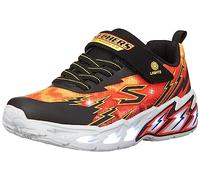 Skechers Garçon Light Storm 2.0 Basket, Textile Noir Bordure Synthétique Rouge et Jaune, 33 EU