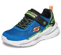 Skechers Garçon Meteor-Lights 2.0 Baskets, Blue Textile Synthetic Black & Lime Trim, 30 EU