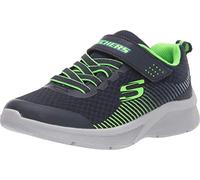 Skechers Garçon Microspec Baskets, Tissu Bleu Marine Bordure Bleu Citron Nvlm, 33.5 EU