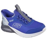 Skechers Garçon Microspec Max Brisk-Stripe Slip-In ENTRAINEUSE, Blue Textile / Synthetic / Gray Trim, 32 EU