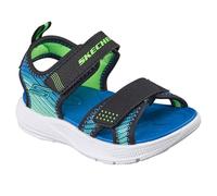 Skechers Garçon Microspec-Splash, Black Synthetic Lime Blue Trim, 22 EU