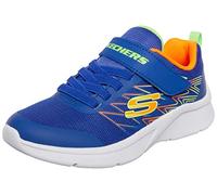 Skechers Garçon Microspec Texlor Baskets, Blue Textile/ Orange & Lime Trim, 28 EU