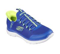 Skechers Garçon Summits High Range Slip-In ENTRAINEUSE, Blue Textile / Synthetic / Lime Trim, 28 EU