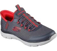 Skechers Garçon Summits High Range Slip-In ENTRAINEUSE, Charcoal Textile / Synthetic / Red Trim, 28 EU