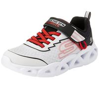 Skechers Garçons Baskets, Light Gray Textile Synthetic Red Black, 34 EU