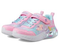 Skechers Girls, Baskets, Pink Sparkle Mesh/Turquoise Trim,