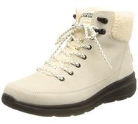 Skechers Glacial Ultra Woodlands, Bottine Femme, Bordure Grise en Daim Noir, Blanc, 38 EU