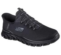 Skechers Glide-Step Noxus Baskets rembourrées en Dentelle Extensible pour Homme, Maille PU Noire, 42 EU