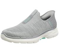 Skechers Go Walk 6, Basket Femme, Bordure en Textile Gris, 40.5 EU