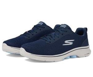 Skechers GO Walk 7 Clear Path pour Femme, Bordure Bleu Clair en Textile Bleu Marine, 42 EU