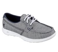 Skechers Go Walk Lite Isla Boat Chaussures pour Femme, Bleu Marine, 10 Wide