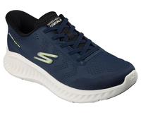 Skechers Go Walk Now Payton, Baskets pour Homme, Tissu Bleu Marine avec Finitions Blanches, 41 EU