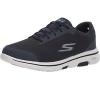 Skechers Homme Gowalk 5 Qualify - Chaussures de Marche athlétiques en Maille à Lacets Basket, Textile Bleu Marine avec Bordure synthétique, 42.5 EU X-Large