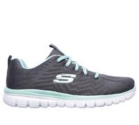 Skechers Femme Graceful-Get Connected Baskets, Charcoal Mesh Vert Trim, 38.5 EU