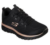 Skechers Femme Graceful Get Connected Trainers, Black Mesh/Rose Gold Trim, 40 EU