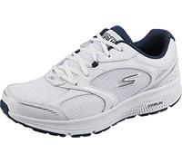 Skechers Homme 220371 Wnv Basket, Textile Cuir Blanc et Bleu Marine, 44 EU