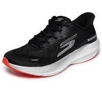 Skechers Homme Aero Pulse Performance Running Shoes - Lightweight Engineered Mesh Low-Top Daily Runner with Arch Support Slip-in ENTRAINEUSE, Black Textile Silver Orange Trim, 45.5 EU